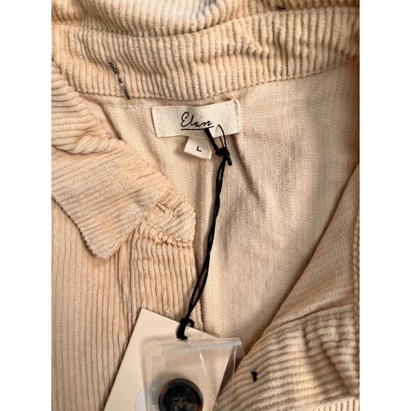ELAN Cassie Button Down Corduroy Shacket Ivory Women's Sz L NWT - Picture 3 of 7